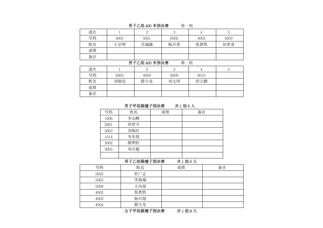 运动会成绩记录表2第7页