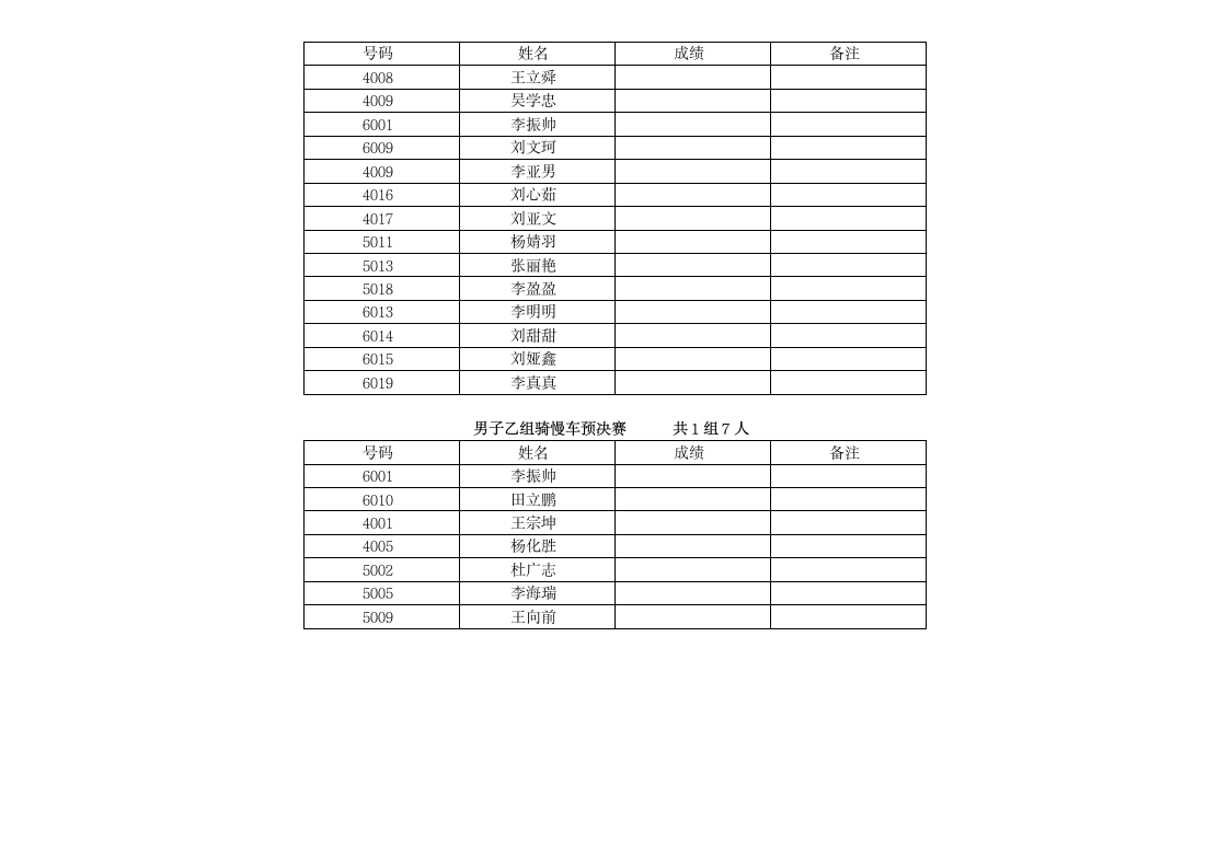 运动会成绩记录表2第10页