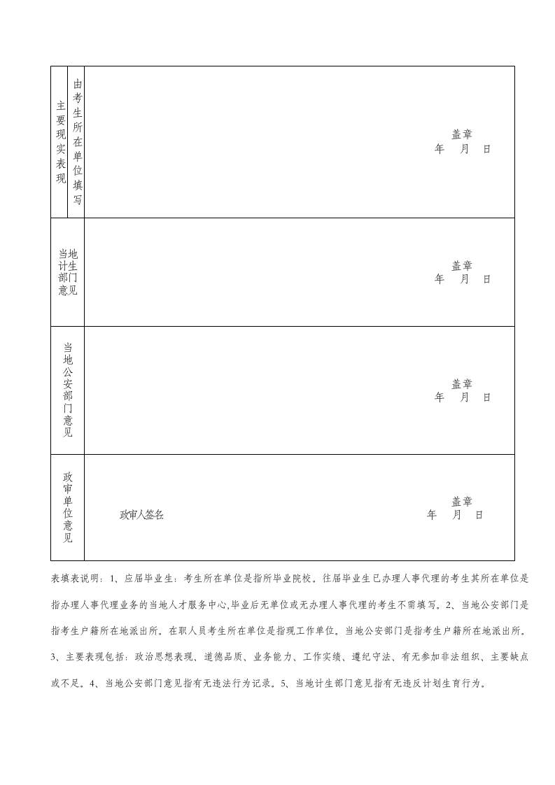 考试录用公务员政审表第2页