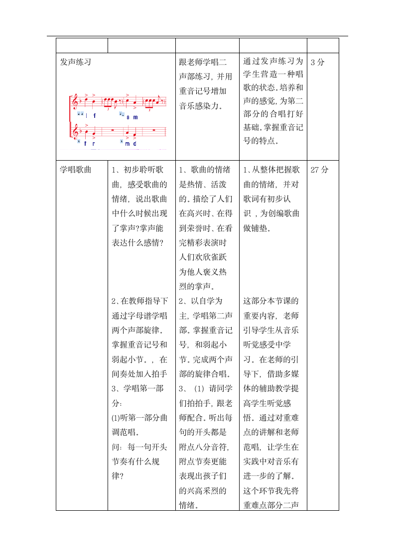 人音版六年级下册（五线谱）第4课《拍手拍手》教学设计（表格式）.doc第3页