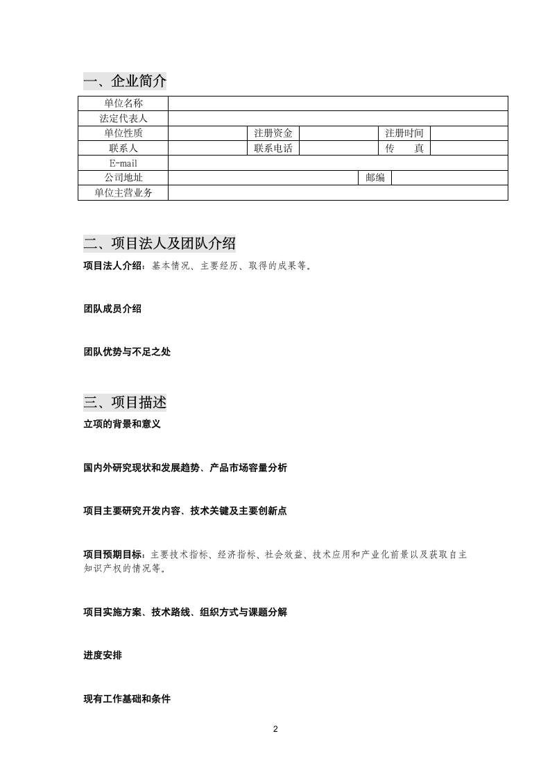 创业计划书（模板）.docx第2页