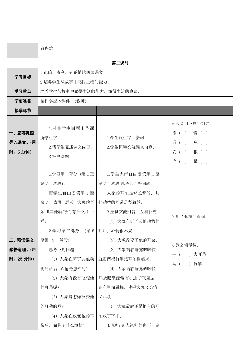 二年级语文下册19.大象的耳朵优秀教案.doc第5页