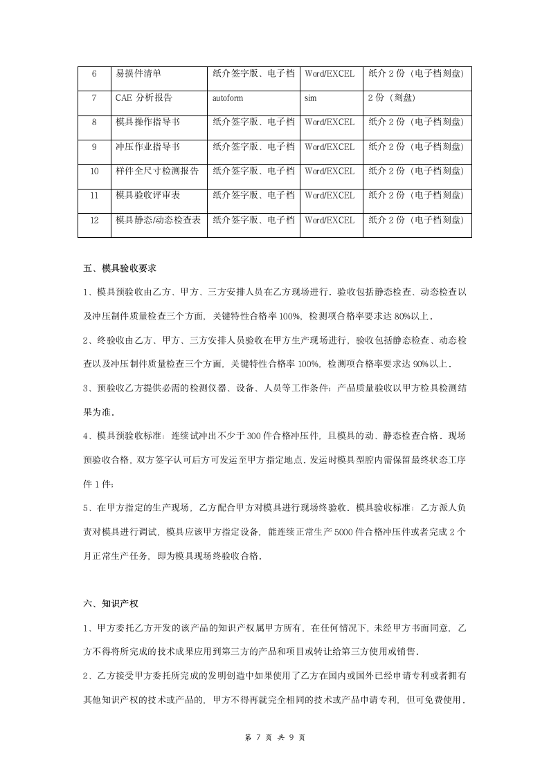 模具开发技术合同协议书范本.doc第7页