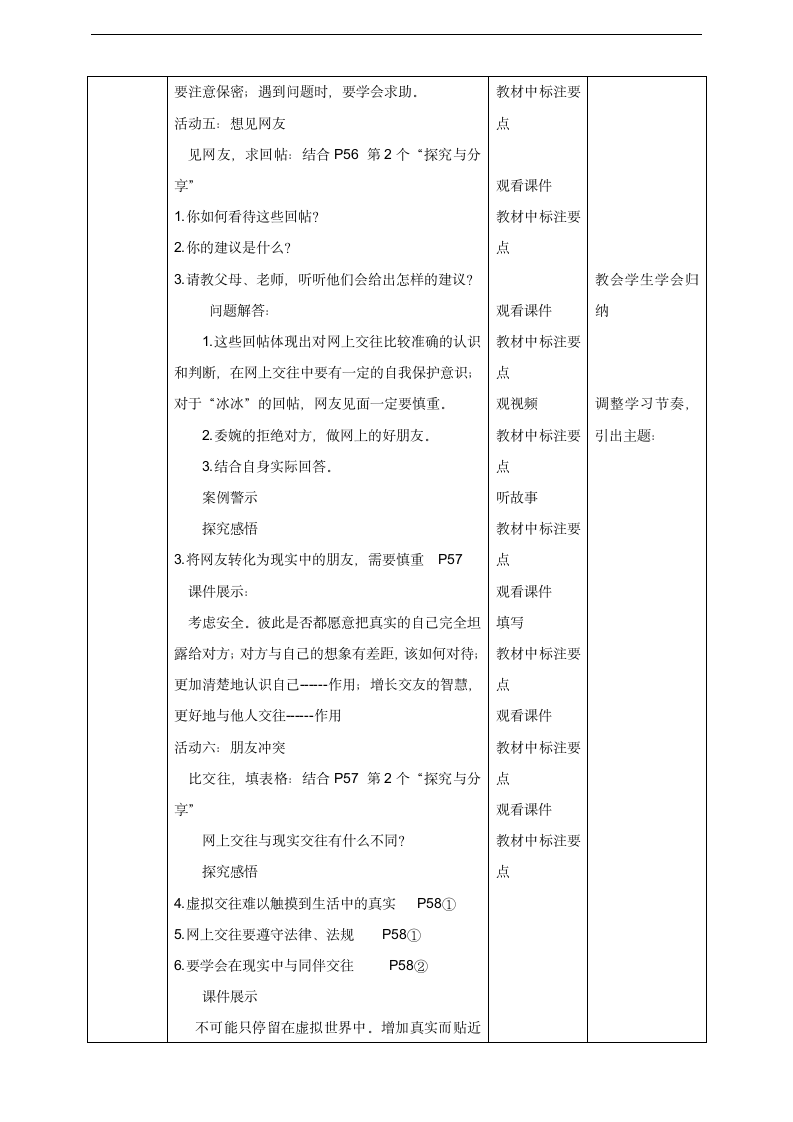 初中思想品德人教部编版七年级上册《2.5.2网上交友新时空》教学设计.docx第4页