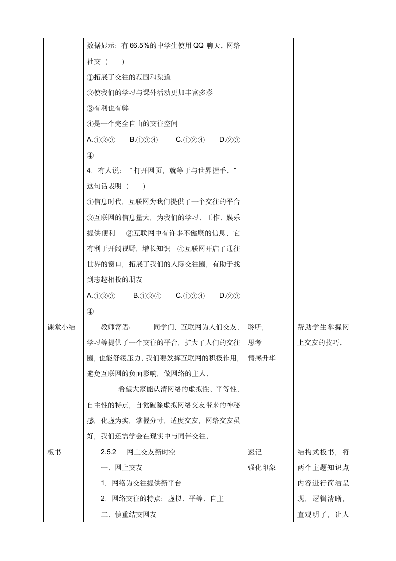 初中思想品德人教部编版七年级上册《2.5.2网上交友新时空》教学设计.docx第6页