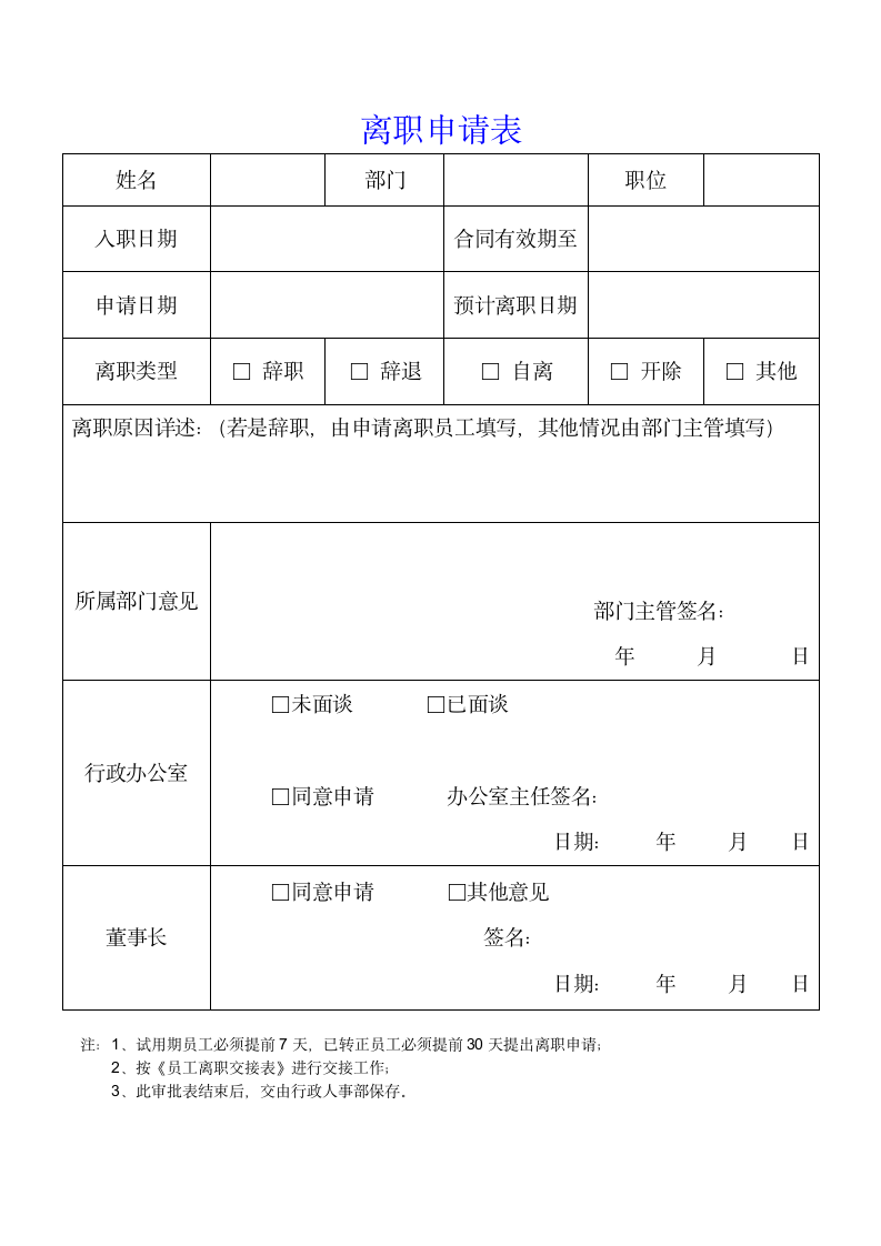 离职申请表简洁版本.docx第1页