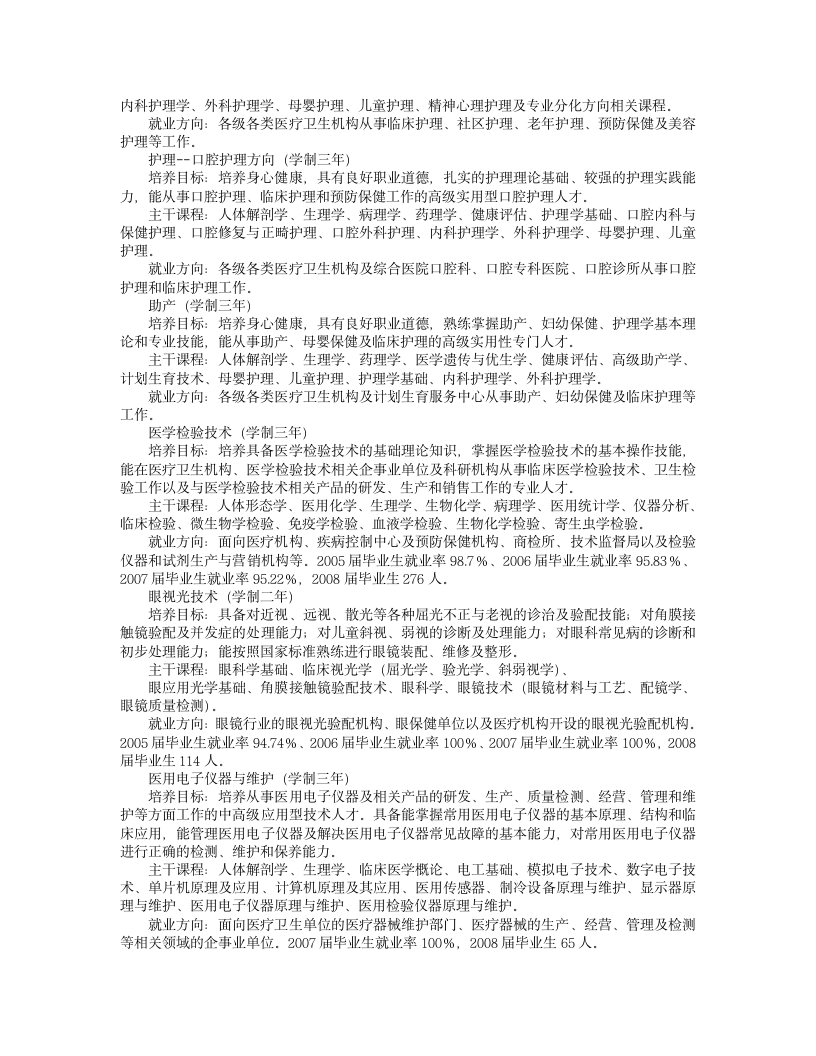 安徽医学高等专科学校专业介绍第2页