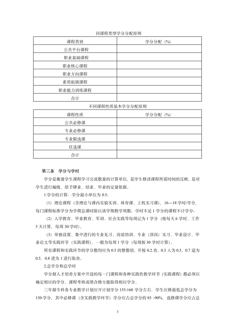 安徽医学高等专科学校学分制改革实施方案(试行)第3页