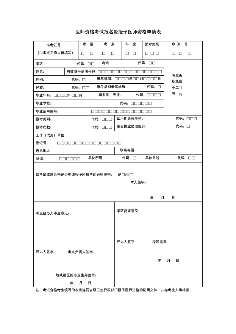 610-医师资格考试报名暨授予医师资格申请表第1页