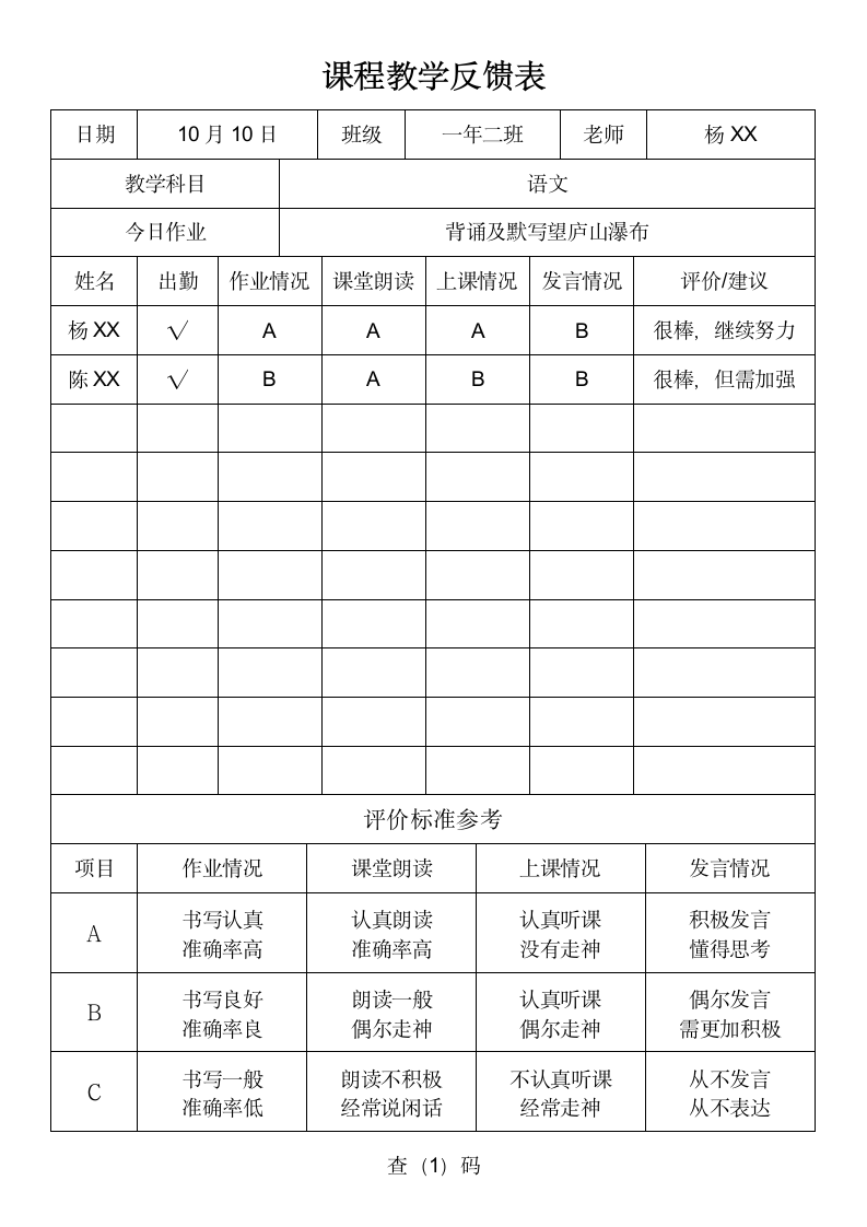 课程教学反馈表.docx第1页