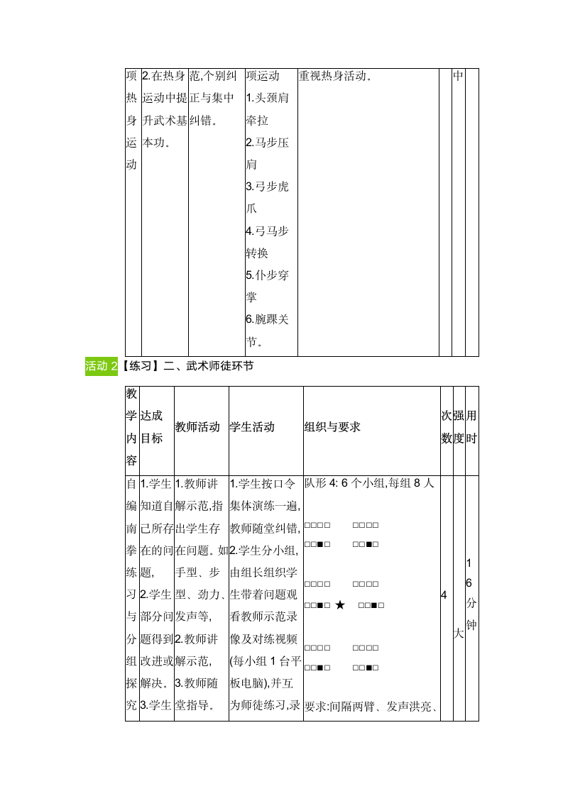 武术南拳（教案） 体育五至六年级.doc第3页