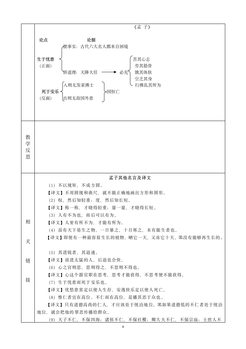 语文人教九年级下册精品示范表格教案孟子二章.doc第6页