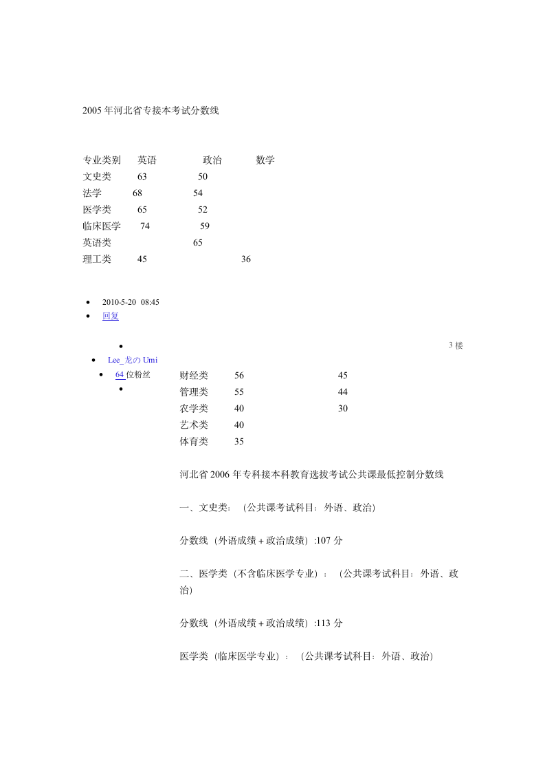 河北省专接本历年录取分数线(2003-2010)第2页