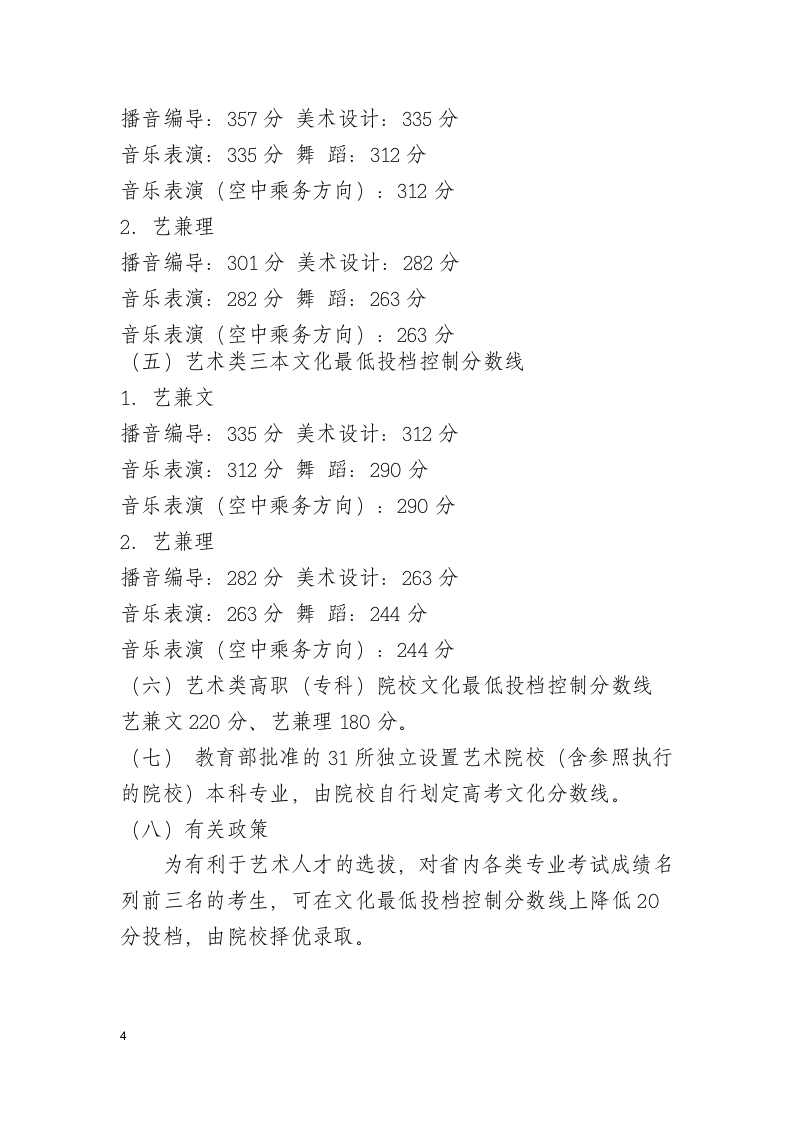 贵州省2011年高考体育、艺术类专业 最低录取分数线第4页