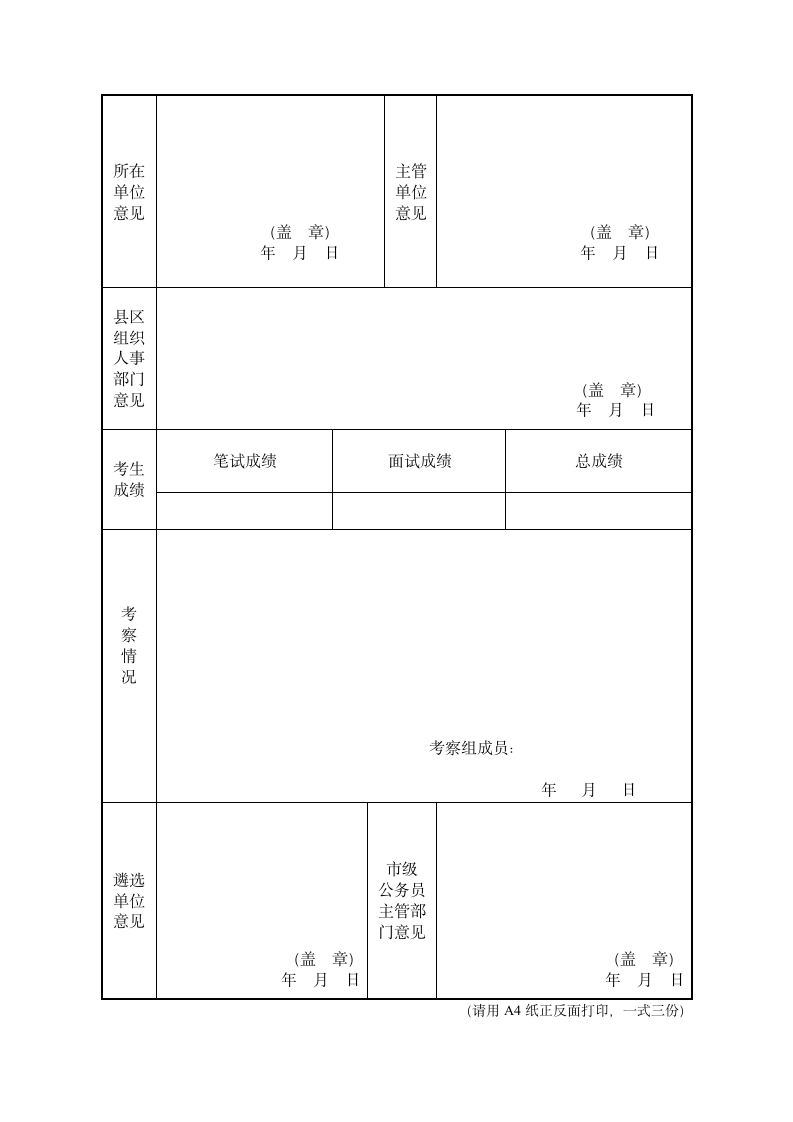 公开遴选公务员报名信息表模板第2页