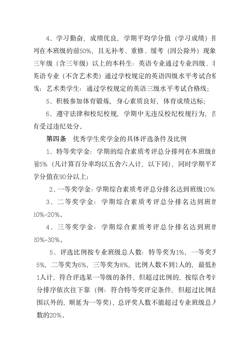 南昌大学科技学院优秀学生奖学金评定办法第2页