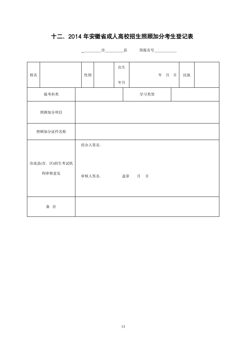 安徽省成人高考报名须知第13页