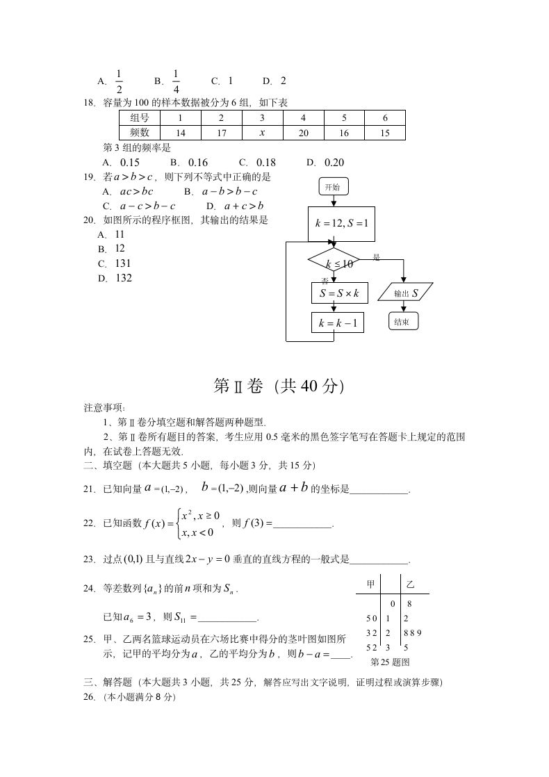 学业水平考试数学第3页