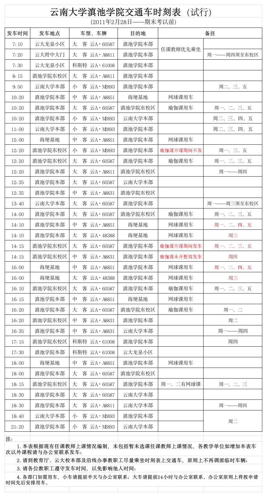 云南大学滇池学院校车第1页