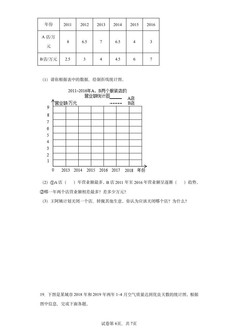 北师大版数学五年级下册单元测试卷 第八单元 数据的表示和分析（含答案）.doc第6页