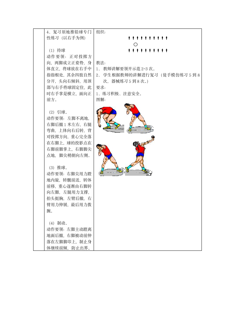 六年级体育教案 -原地推铅球 全国通用.doc第3页