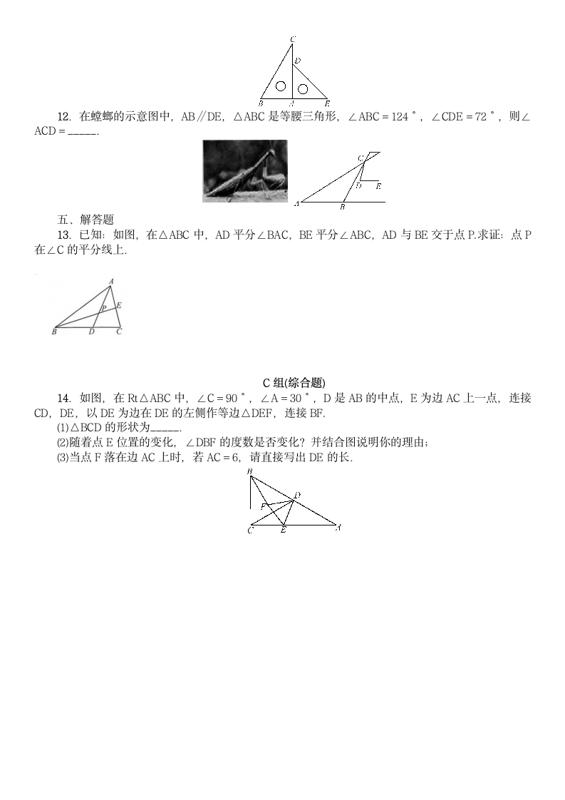 2020-2021学年北师大版八年级数学下册第一章 三角形的证明 同步单元练习题（word版含答案）.doc第3页