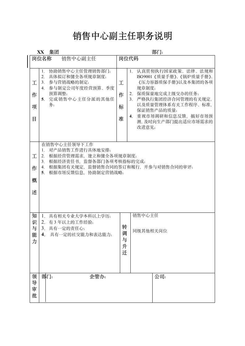 企业之销售中心副主任职务说明.doc第2页