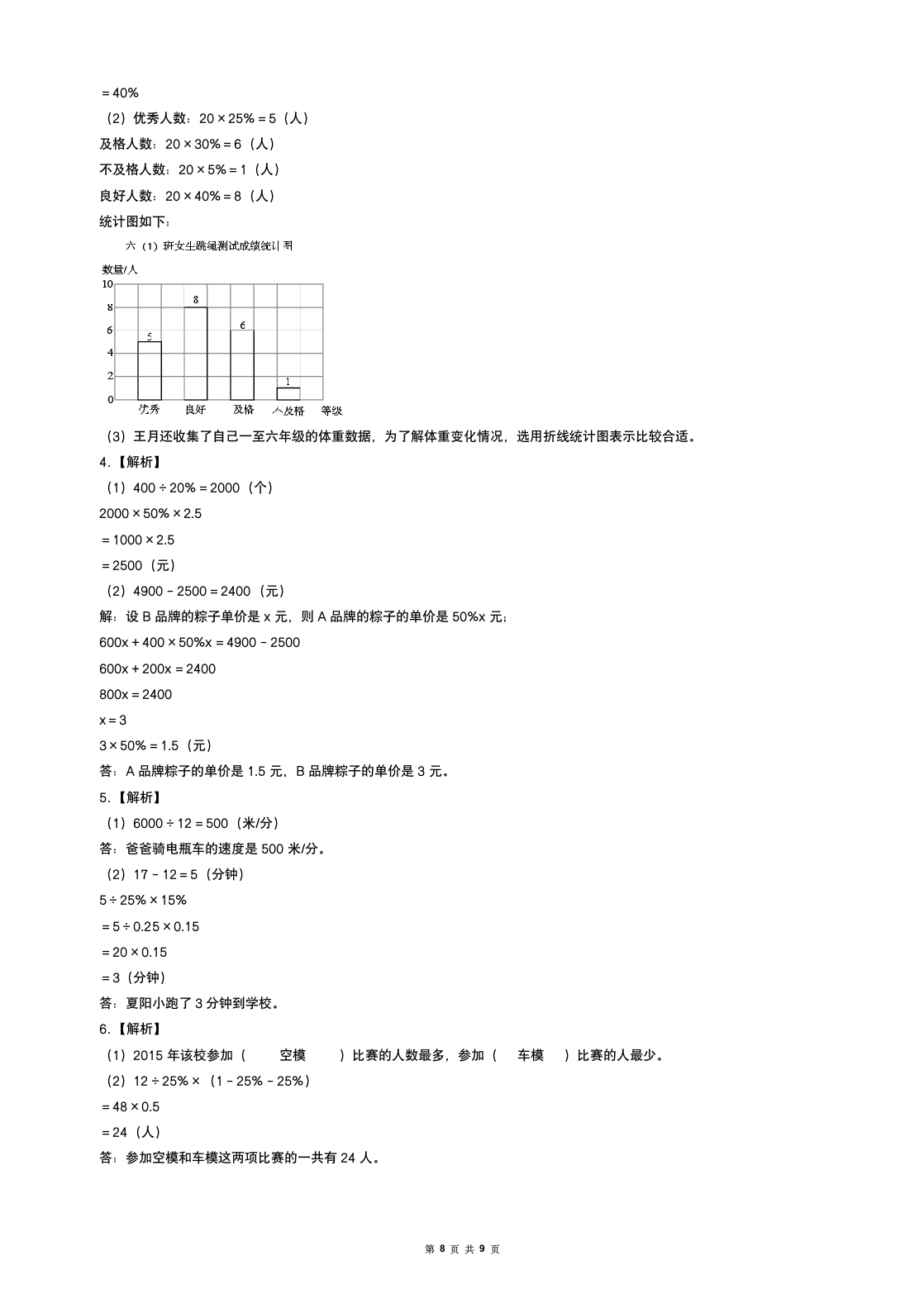 2021-2022学年六年级数学下册第一单元扇形统计图检测卷（拓展卷）（含答案）苏教版.doc第8页