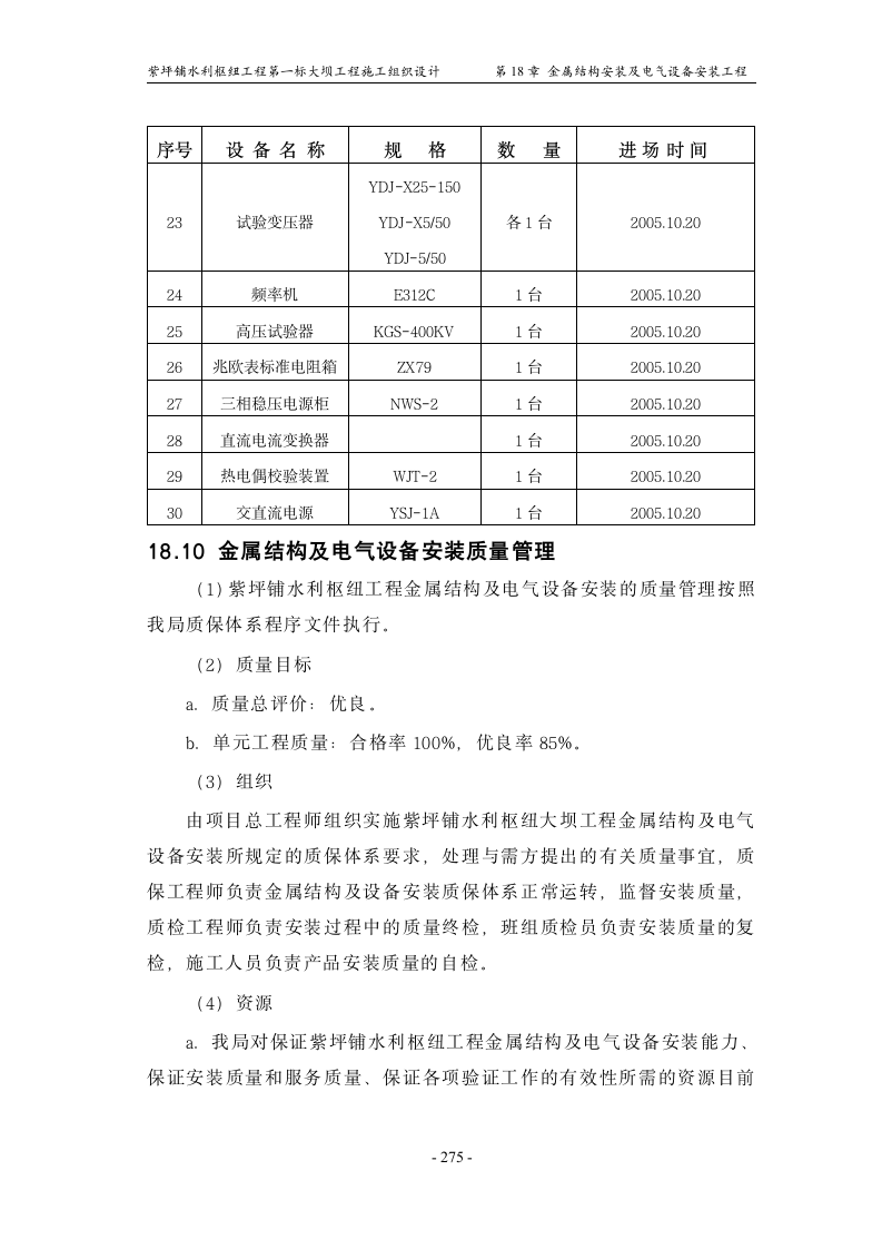 金属结构安装及电气设备安装工程组织设计方案.doc第11页