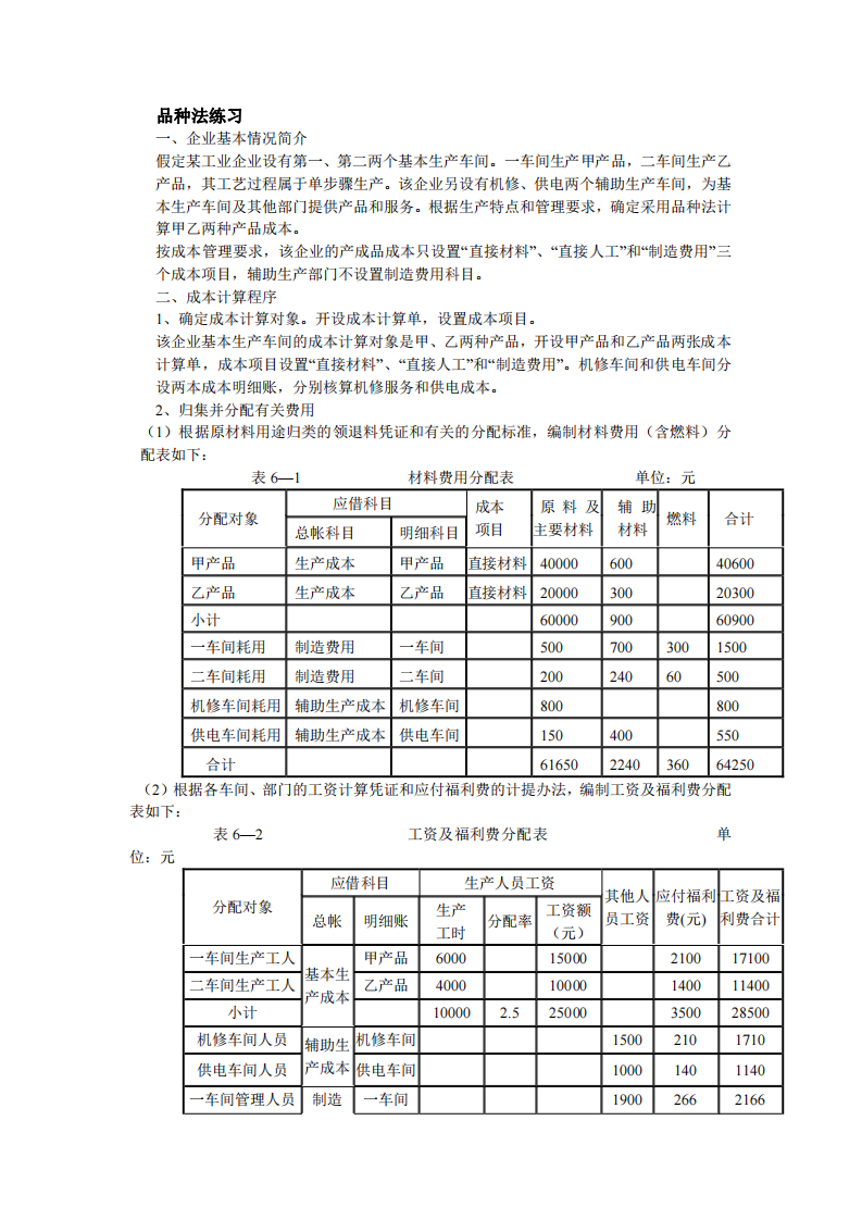 成本会计学练习题(广东石油化工学院)第1页