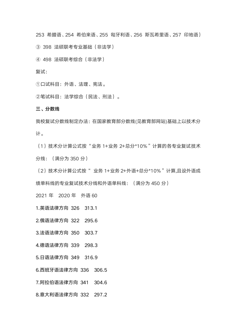 2022年上海外国语大学法律(非法学)专业考研分数线、参考书目、考试大纲、经验贴第3页