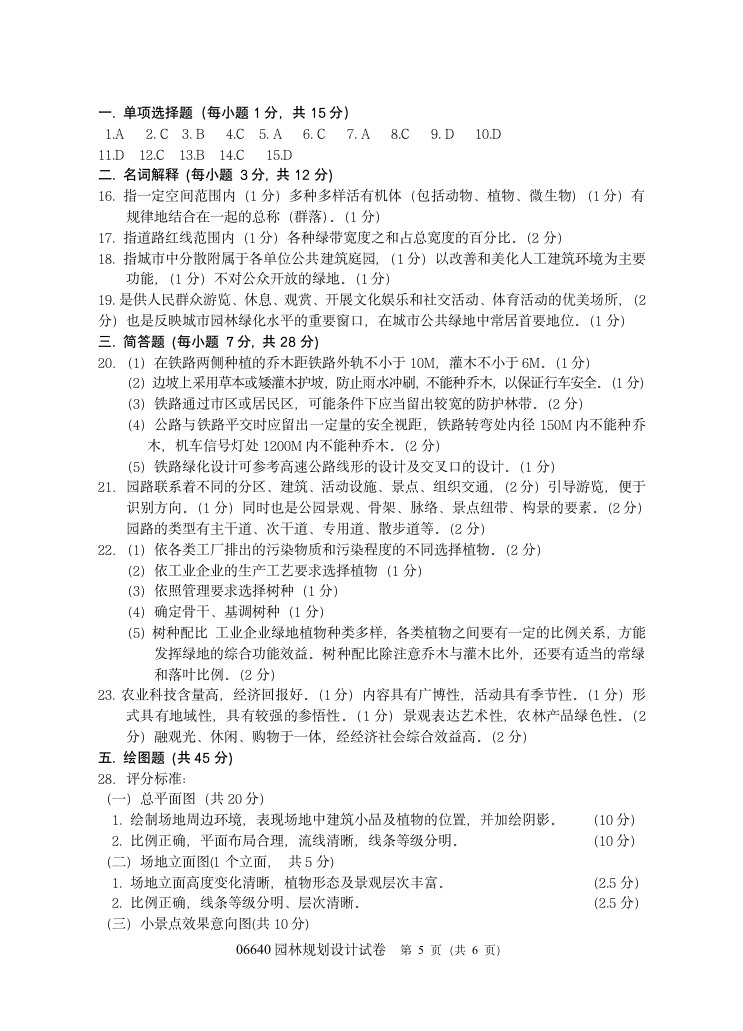 南京林业大学自考 规划设计试卷5第5页