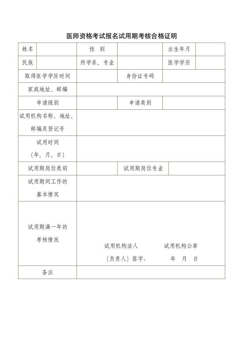 医师资格考试证明第1页