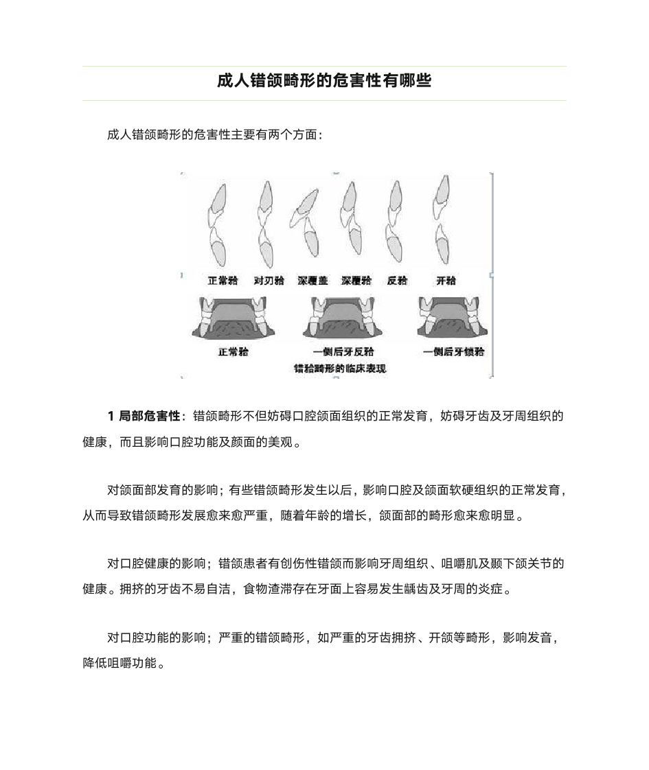 成人错颌畸形的危害性有哪些第1页