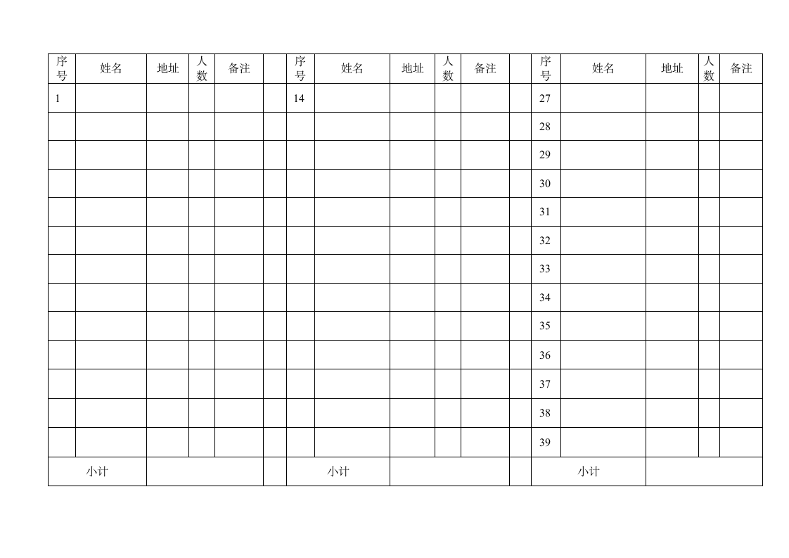 人数统计表第2页