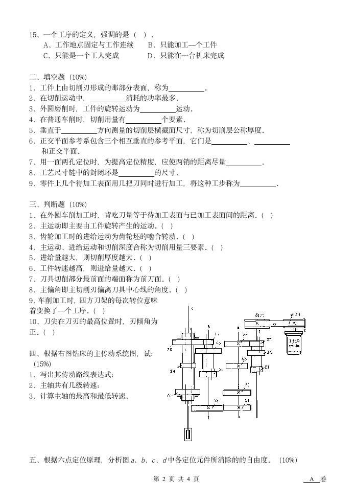 南京工业职业技术学院机械制造技术试卷第2页