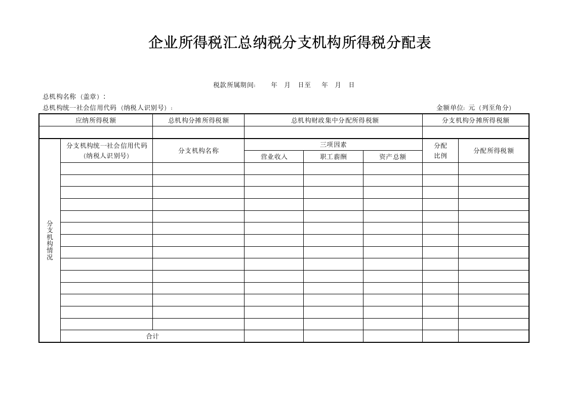 企业所得税汇总纳税分支机构所得税分配表.docx第1页