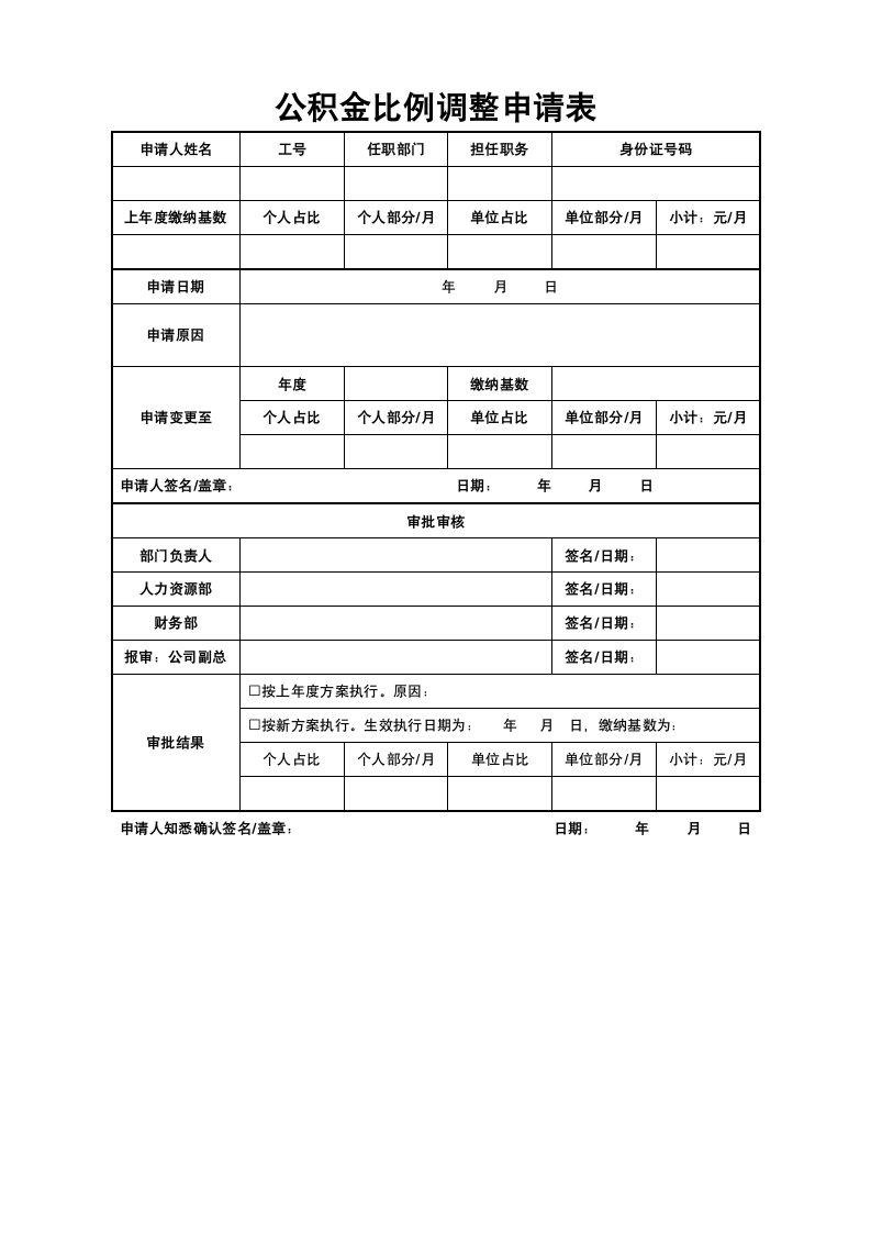 公积金比例调整申请表.docx