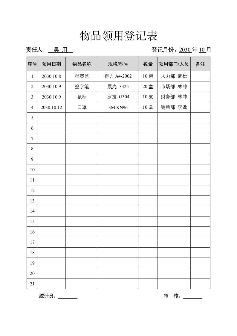 物品领用登记表.docx