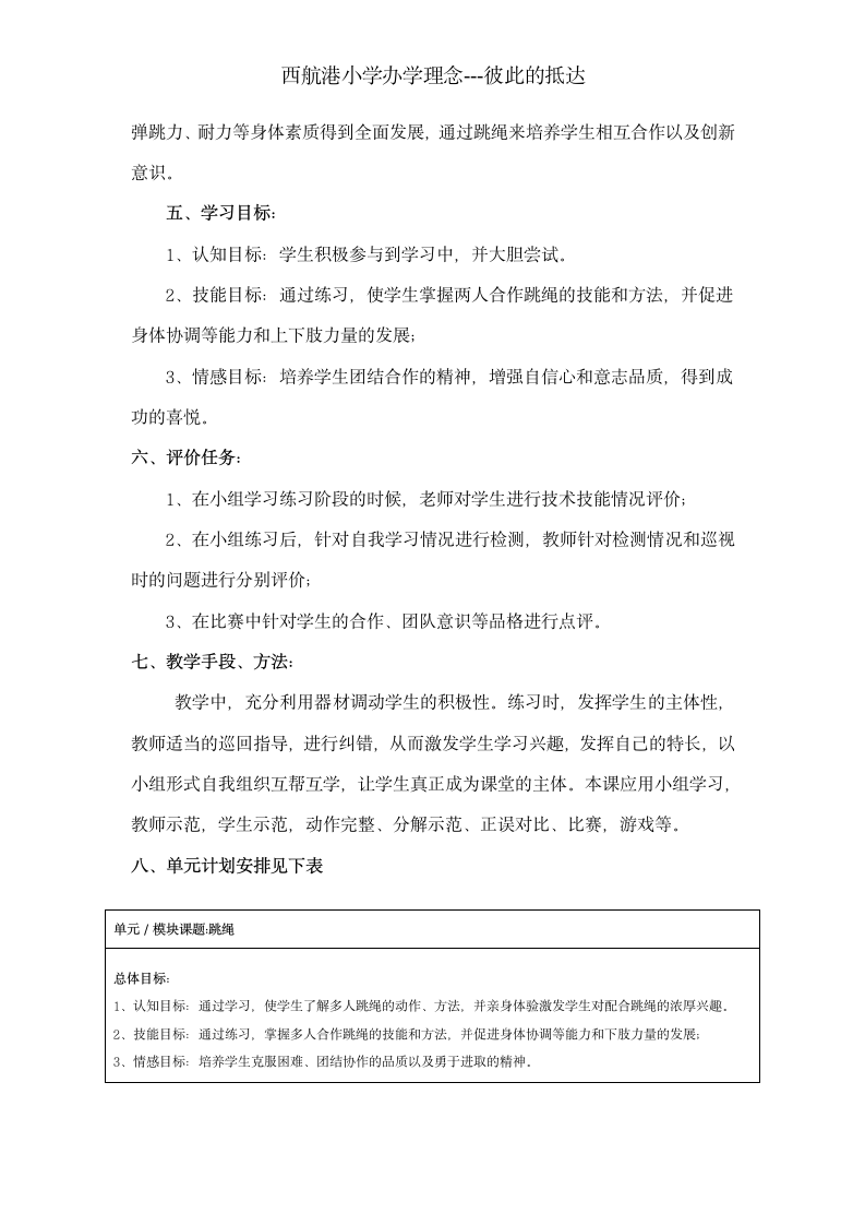 体育与健康三年级 跳绳 单元计划+教案.doc第2页