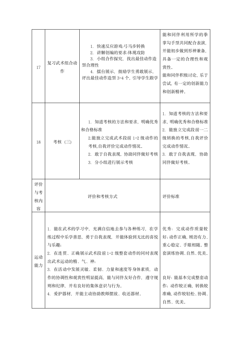 武术段前1-2级 教案（表格式）体育三年级下册.doc第5页