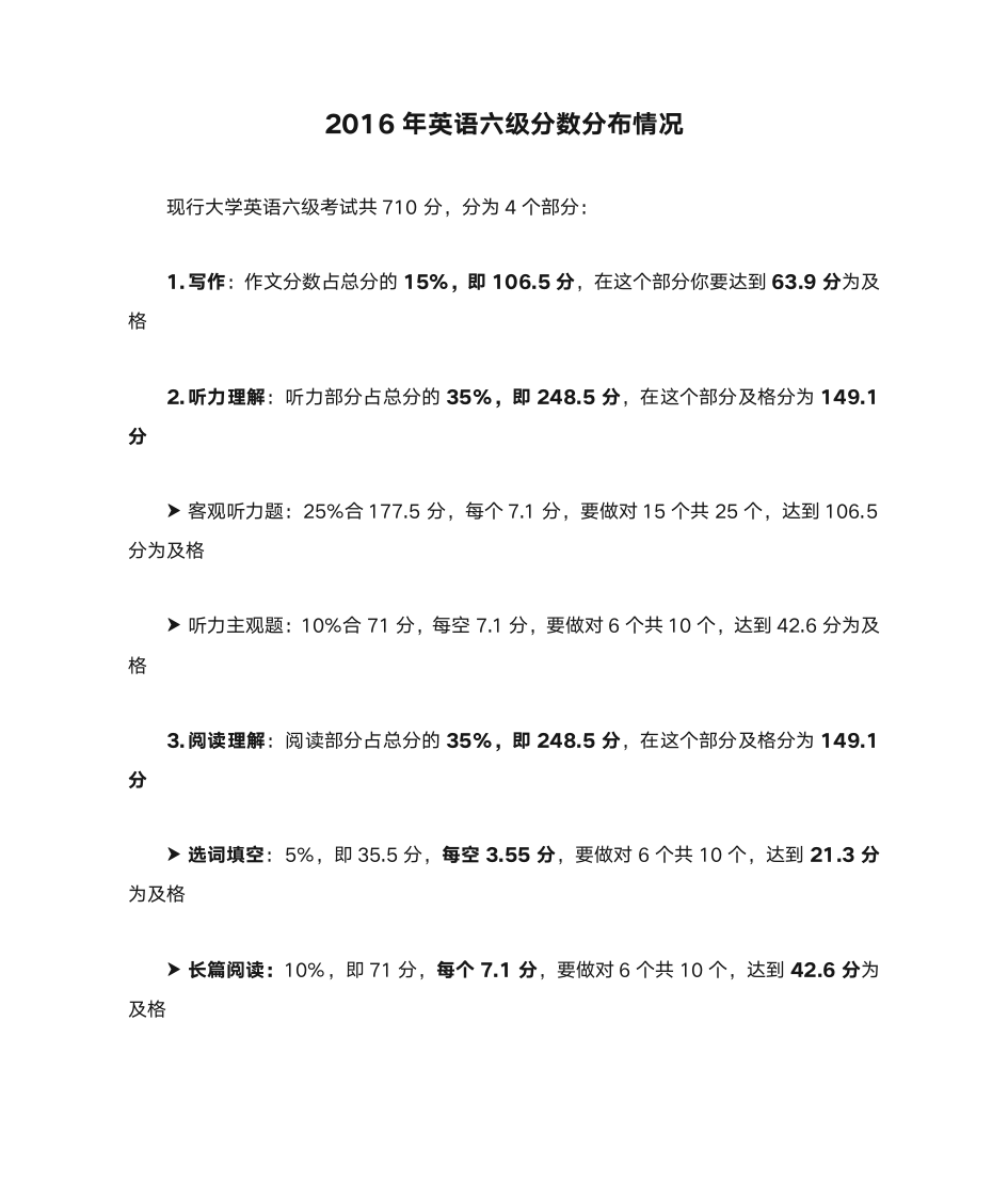 2016年英语六级分数分布情况第1页