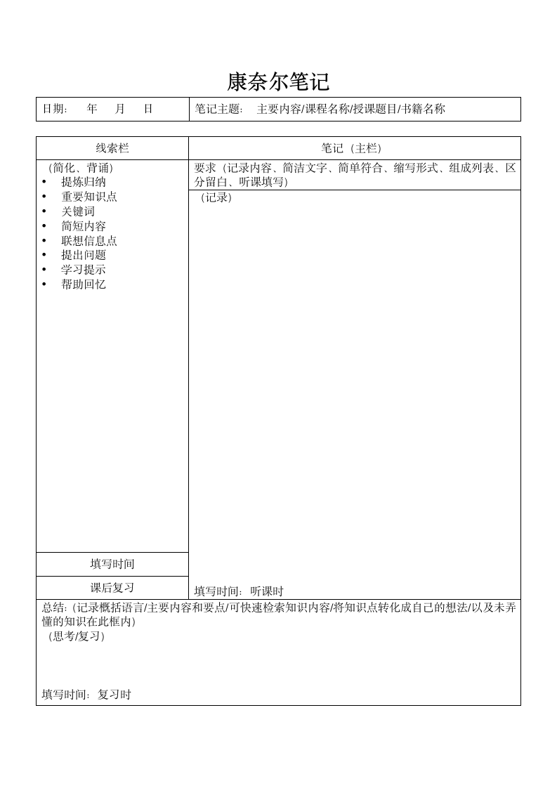 康奈尔笔记模板.docx第1页