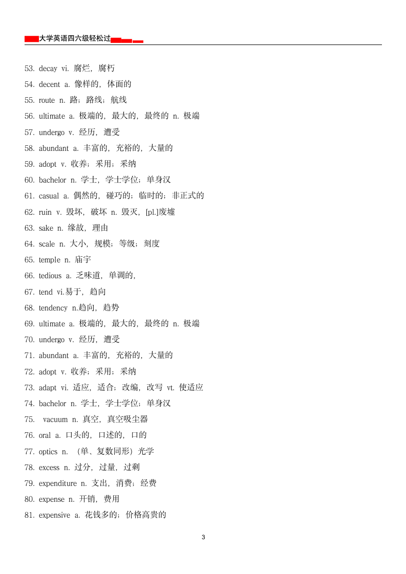 专家预测：2017英语四级必考核心词汇280个.docx第3页