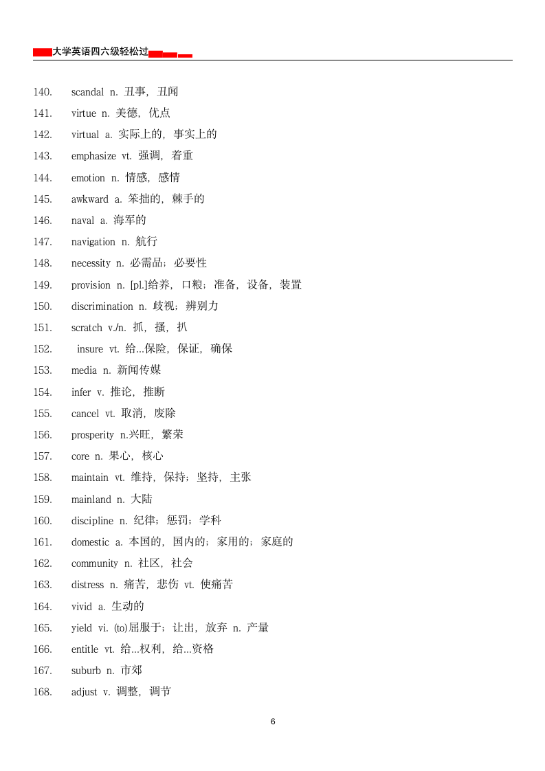 专家预测：2017英语四级必考核心词汇280个.docx第6页