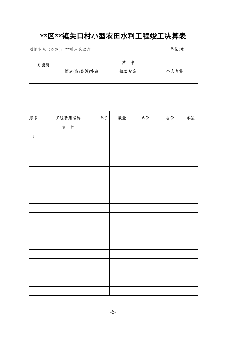 某小区水利工程竣工验收书含决算表小农水.doc第7页