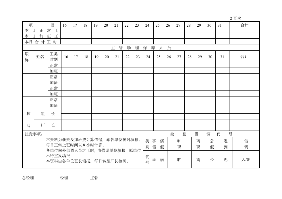 员工考勤记录表.doc第2页