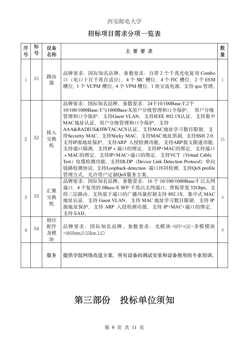 西安邮电大学网络设备招标书第7页