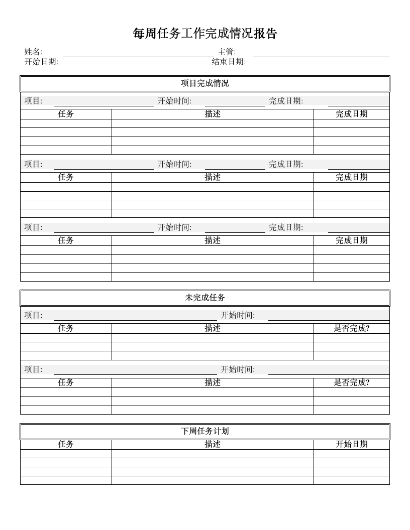 每周任务工作完成情况报告.doc第1页