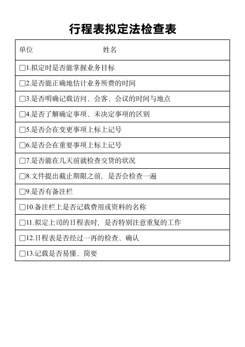 行程表拟定法检查表.docx第1页